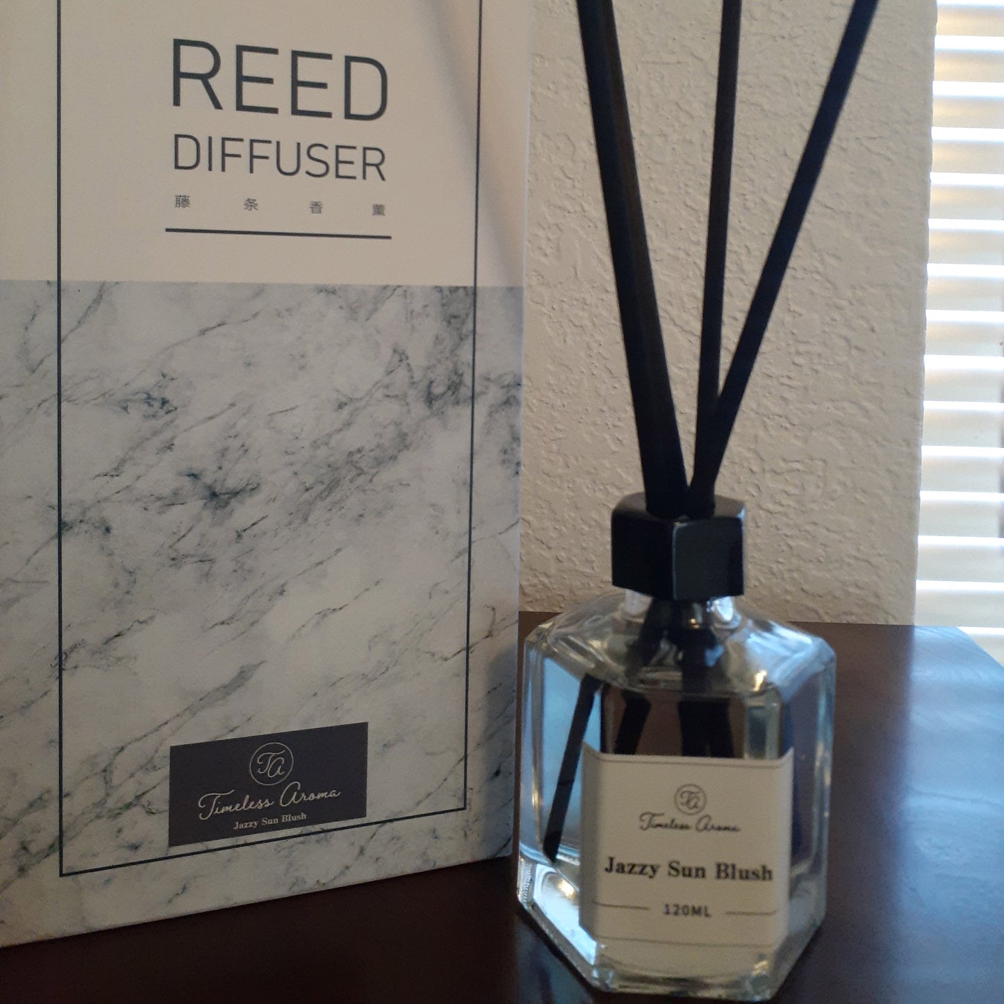 Indulge in Luxury with Jazzy Sun Blush Reed Diffuser - Long-Lasting and Layered Scent!