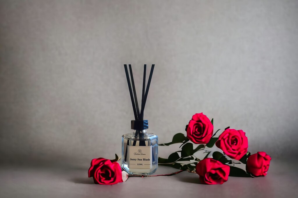 Indulge in Luxury with Jazzy Sun Blush Reed Diffuser - Long-Lasting and Layered Scent!